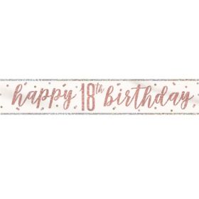 Glitz Rose Gold Age 18 Foil Banner