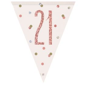 Glitz Rose Gold Age 21 Flag Banner