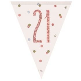 Glitz Rose Gold Age 21 Flag Banner