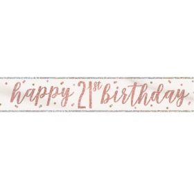 Glitz Rose Gold Age 21 Foil Banner