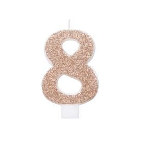 Glitz Rose Gold Number 8 Candle