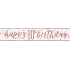 Glitz Rose Gold Age 80 Foil Banner