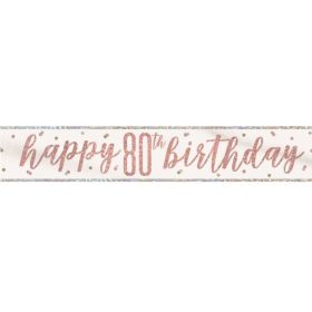 Glitz Rose Gold Age 80 Foil Banner