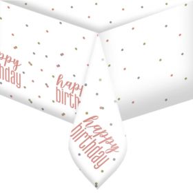 Glitz Rose Gold Happy Birthday Tablecover