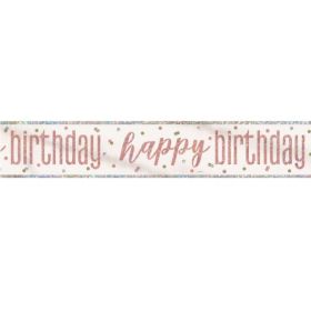 Glitz Rose Gold Happy Birthday Foil Banner