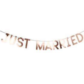 Rose Gold Just Marries Letter Banner