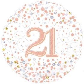 Rose Gold Sparkling Dots 21st Birthday Foil Balloon