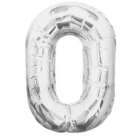 Silver Glitz Number Foil Balloon - 0