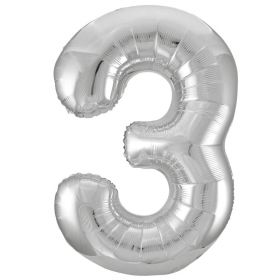 Silver Glitz Number Foil Balloon - 3