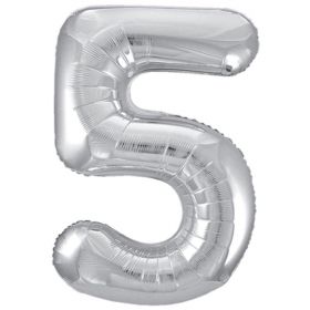 Silver Glitz Number Foil Balloon - 5