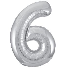 Silver Glitz Number Foil Balloon - 6