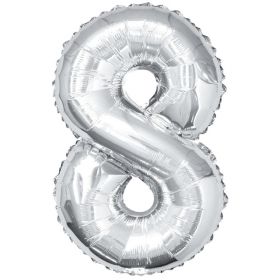 Silver Glitz Number Foil Balloon - 8