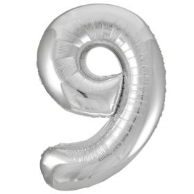Silver Glitz Number Foil Balloon - 9