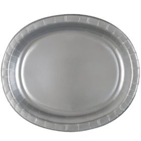 Silver Oval Serving Plates 30cm, pk8
