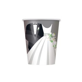 Silver Wedding Paper Cups 270ml, pk8