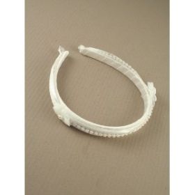 White Ribbon Hair Aliceband With Beads And Flowers