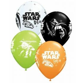 6 Darth Vader & Yoda Assorted Latex Balloons 12"
