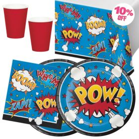 Superhero Slogans Party Tableware Pack for 16