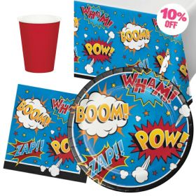 Superhero Slogans Party Tableware Pack for 8