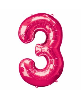 Supershape Pink Number 3 Party Balloon