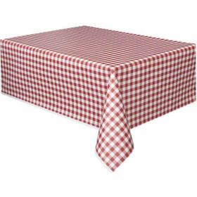 Red & White Gingham Plastic Tablecover