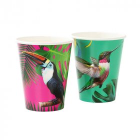 Tropical Fiesta Bright Large Paper Cups 330ml, pk12