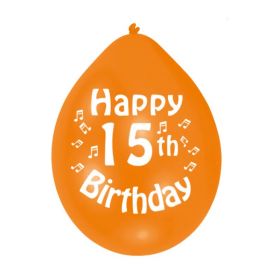 15th Birthday Latex Balloons 9"