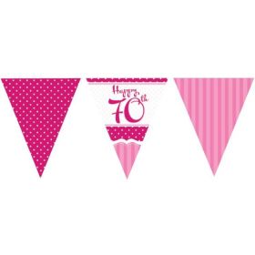 Perfectly Pink 70th Birthday Flag Bunting 3.65m