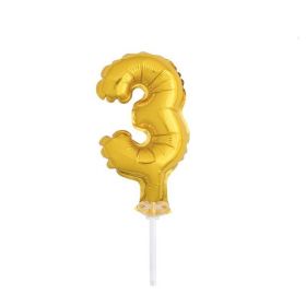 Gold Foil Number 3 Balloon Cake Topper