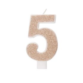 Glitz Rose Gold Number 5 Candle