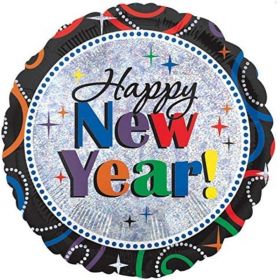 Happy New Year Holographic Foil Balloon 18"