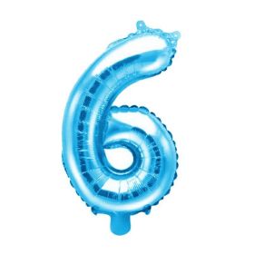 Blue Number 6 Air Fill Foil Balloon 14"