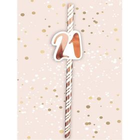 Rose Gold Age 21 Paper Straws