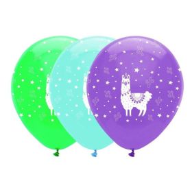 Llama Pastel Party Latex Balloons 12'', pk6