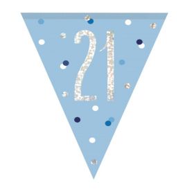 Glitz Blue 21st Birthday Flag Banner 2.74m
