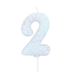 Age 2 Glitter Numeral Moulded Pick Candle Iridescent