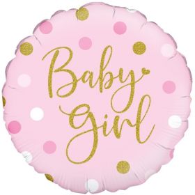 Sparkling Baby Girl Dots Foil Balloon 18"