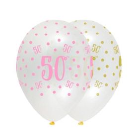 Pink Chic Happy Age 50 Latex Balloons 12'', pk6