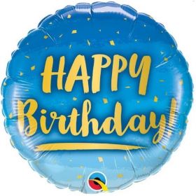 Blue Happy Birthday Foil Balloon 18"