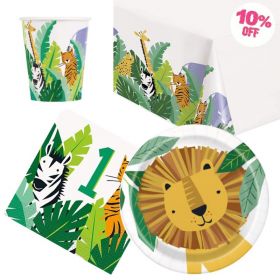 Animal Safari 1st Birthday Party Tableware Pack for 8
