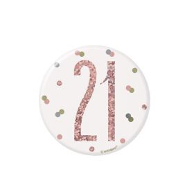 Glitz Rose Gold Age 21 Badge 7.5cm