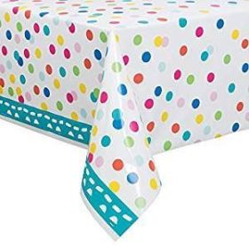 Confetti Cake Birthday Plastic Tablecover, 1.37m x 2.13m