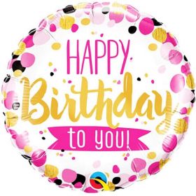 Pink & Gold Happy Birthday To You Foil Balloon 18"