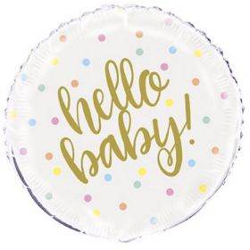 Gold Hello Baby Shower Foil Balloon 18"