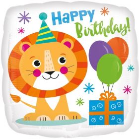 Happy Birthday Lion Foil Balloon 18"