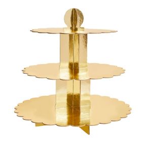 Gold Scallop Edge 3 Tier Cake Stand