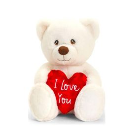 Cream I Love You Bear with Heart 20cm