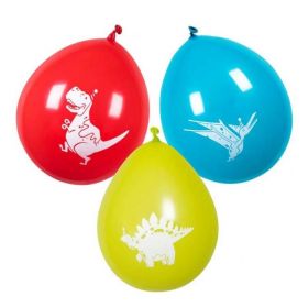Dinosaur Party Latex Balloons 9", pk6