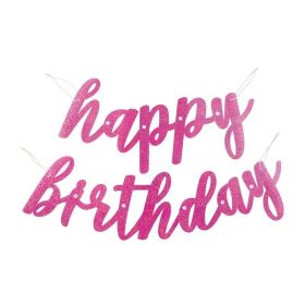 Glitz Pink Prismatic Happy Birthday Script Banner 84cm