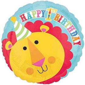 Circus Lion 1st Birthday Foil Balloon 17"